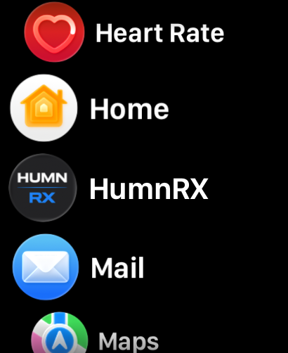 Exercise list on Apple Watch